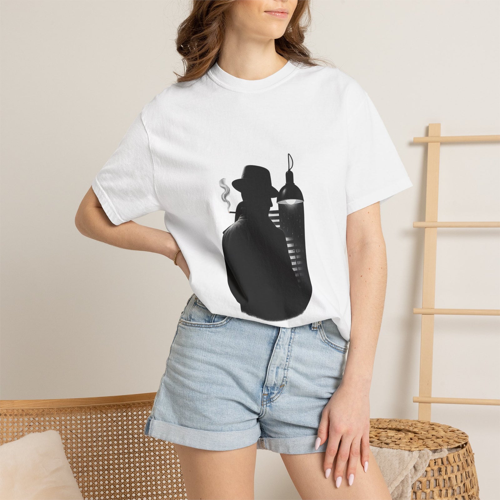 Film Noir Detective Graphic Tee, Venetian Blind Shadows