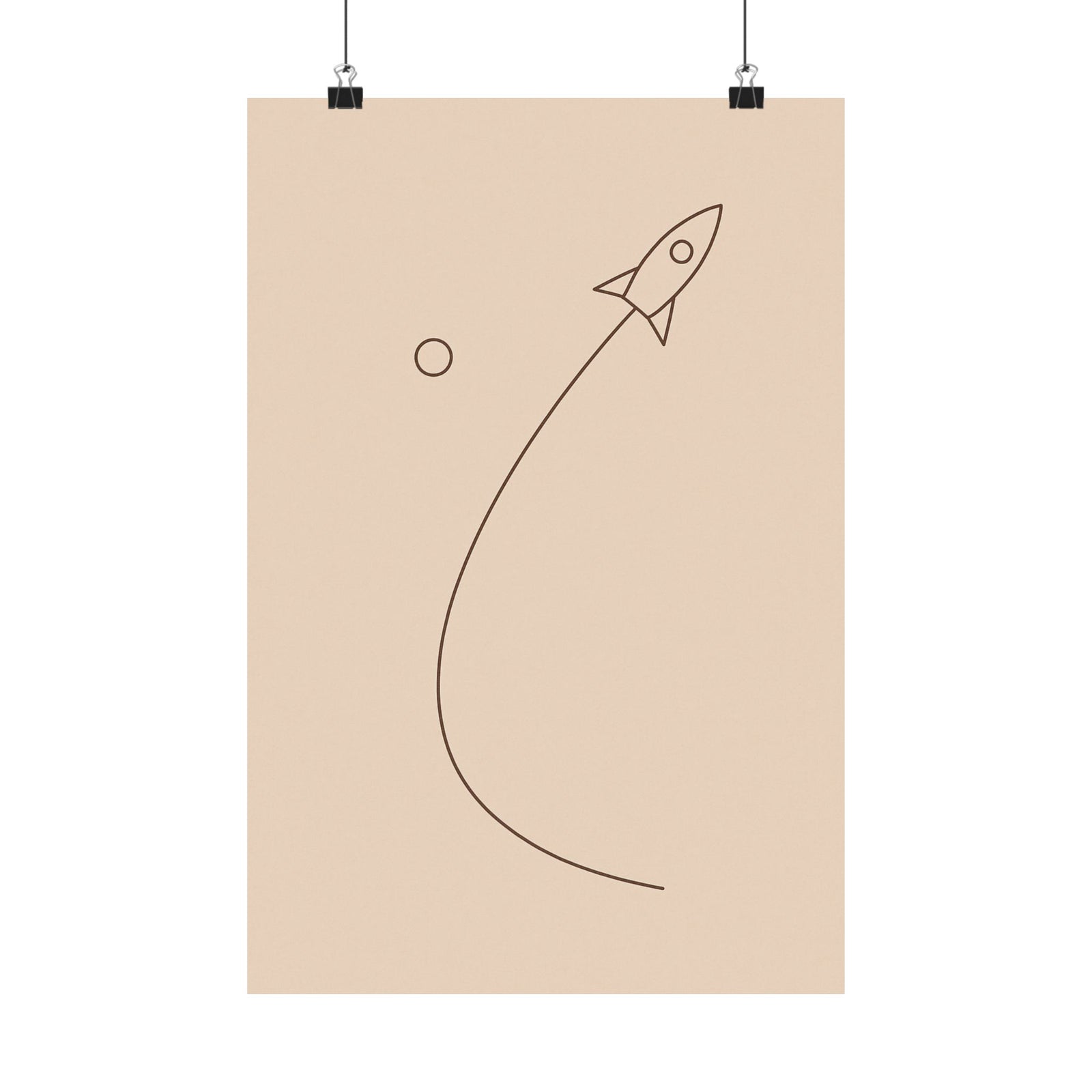 Minimalist Rocket Launch Art Print Poster, Single Line Ascent