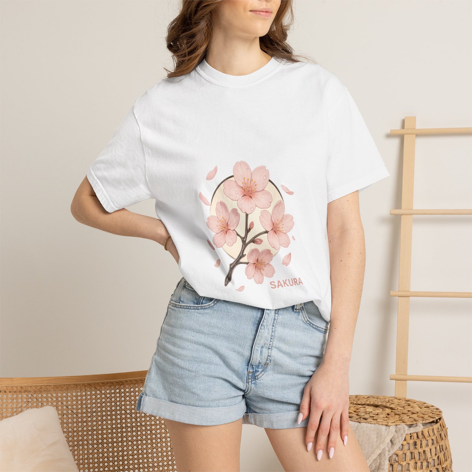 Glass Sakura Branch Graphic Tee, Soft Anime Aesthetic
