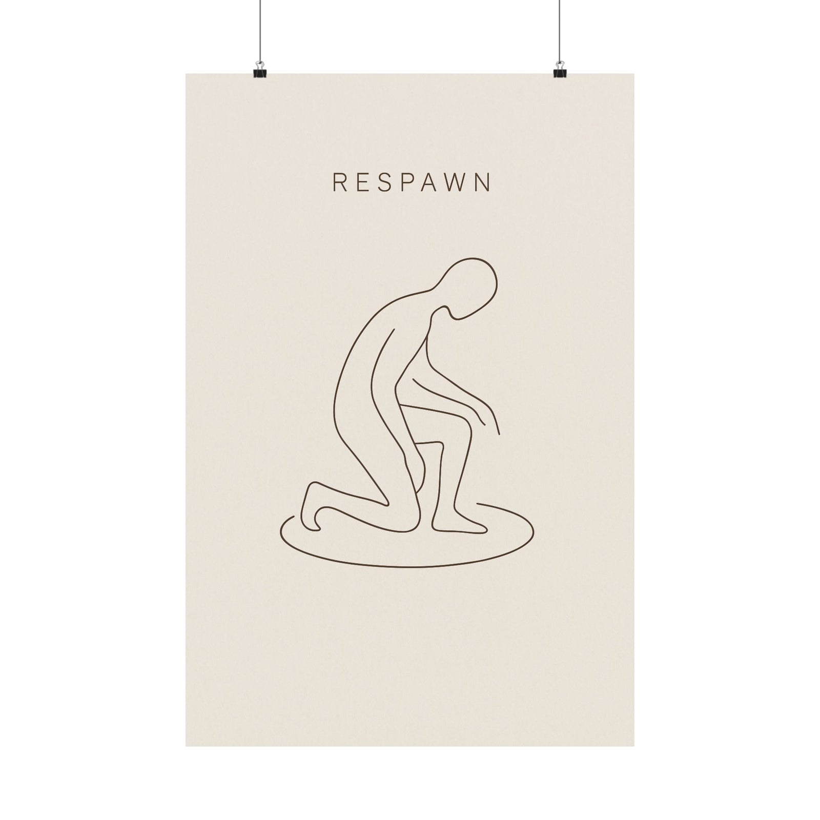 Respawn Line Art Print Poster, Minimalist Gamer Wall Art