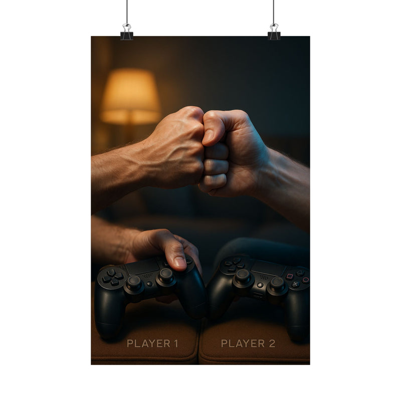 Co-op Fist Bump Art Print Poster, Player 1 and Player 2
