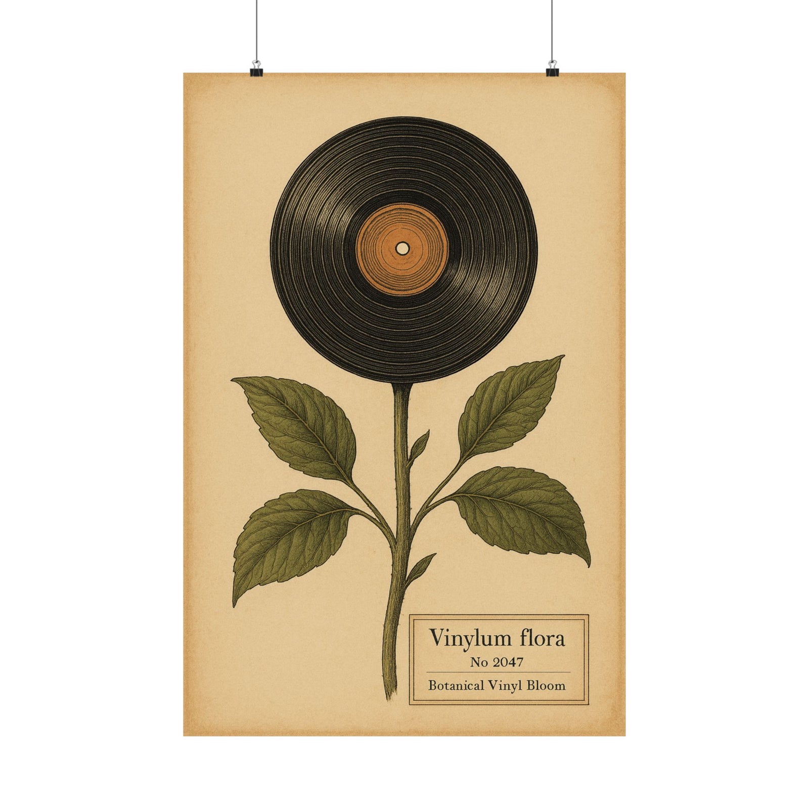 Vinyl Bloom Botanical Art Print Poster, Record Grooves As Petals