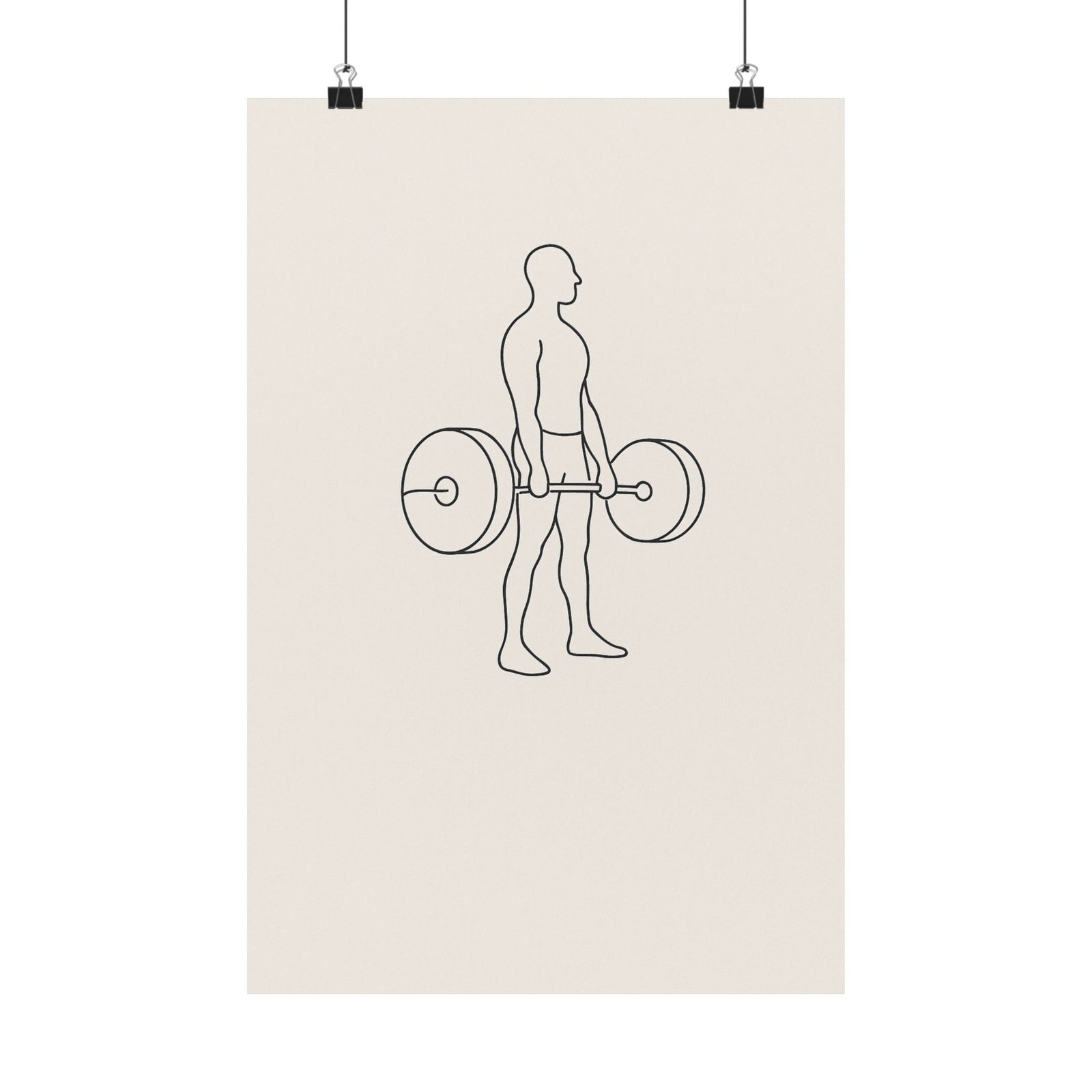 One Line Deadlift Lockout Art Print Poster, Minimalist Gallery Style