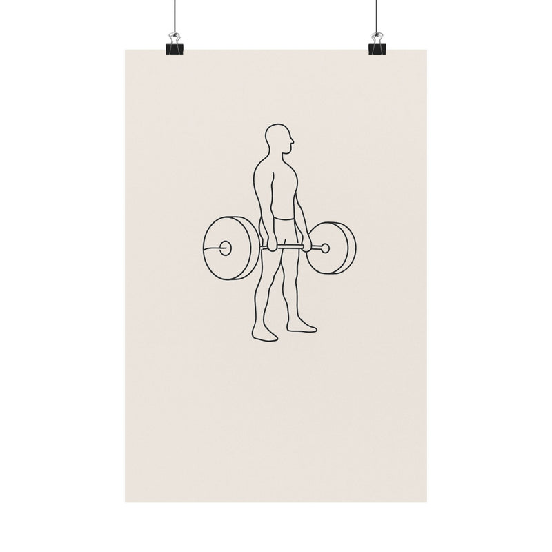 One Line Deadlift Lockout Art Print Poster, Minimalist Gallery Style