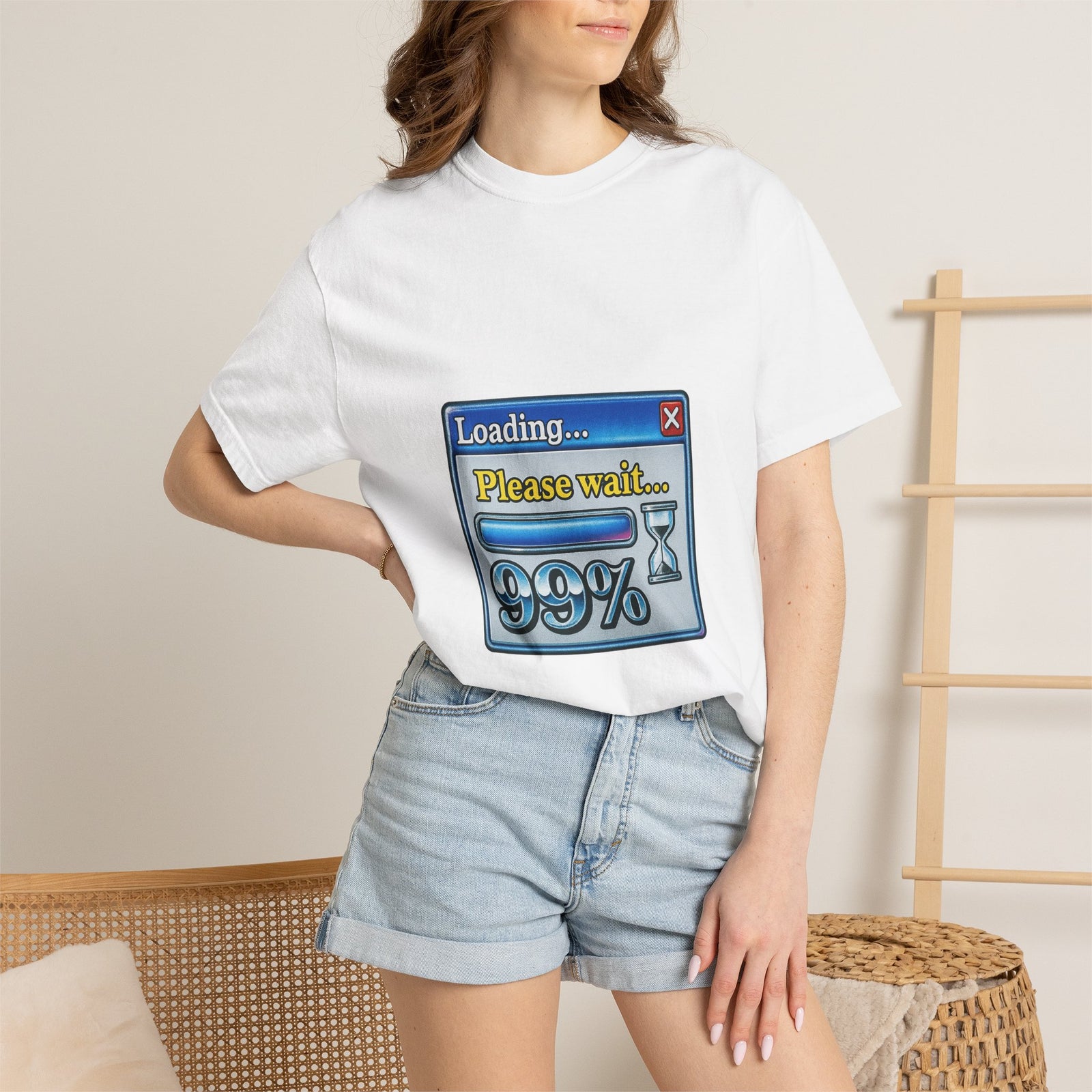 Loading 99% Forever Graphic Tee, Dial-Up Era Buffering Vibe