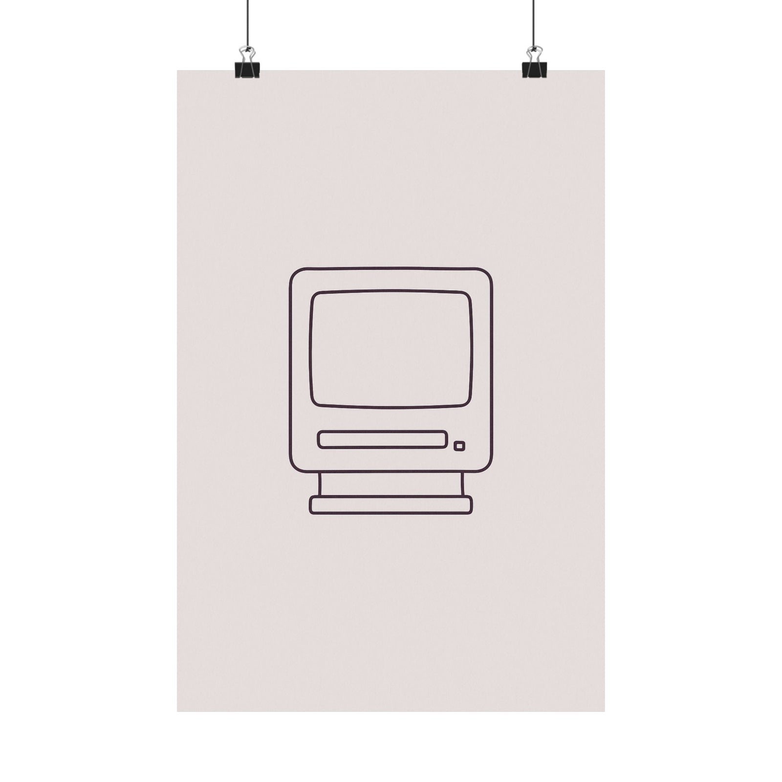 Boot Screen One-Line Art Print Poster, Minimalist CRT Startup