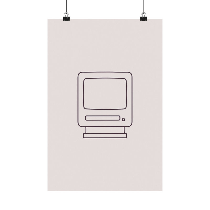 Boot Screen One-Line Art Print Poster, Minimalist CRT Startup