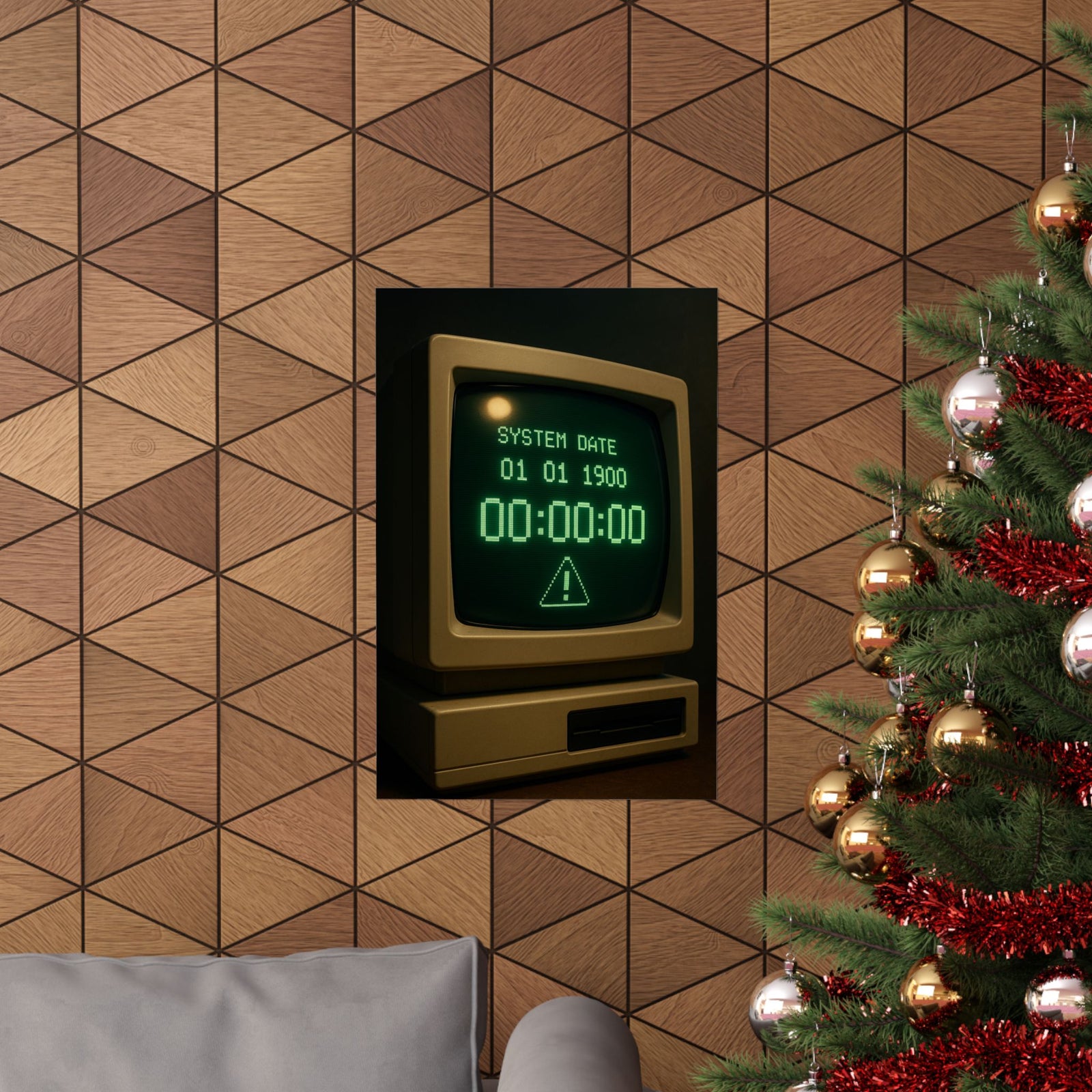 Y2K Bug Terminal Art Print Poster, Millennium Countdown Screen