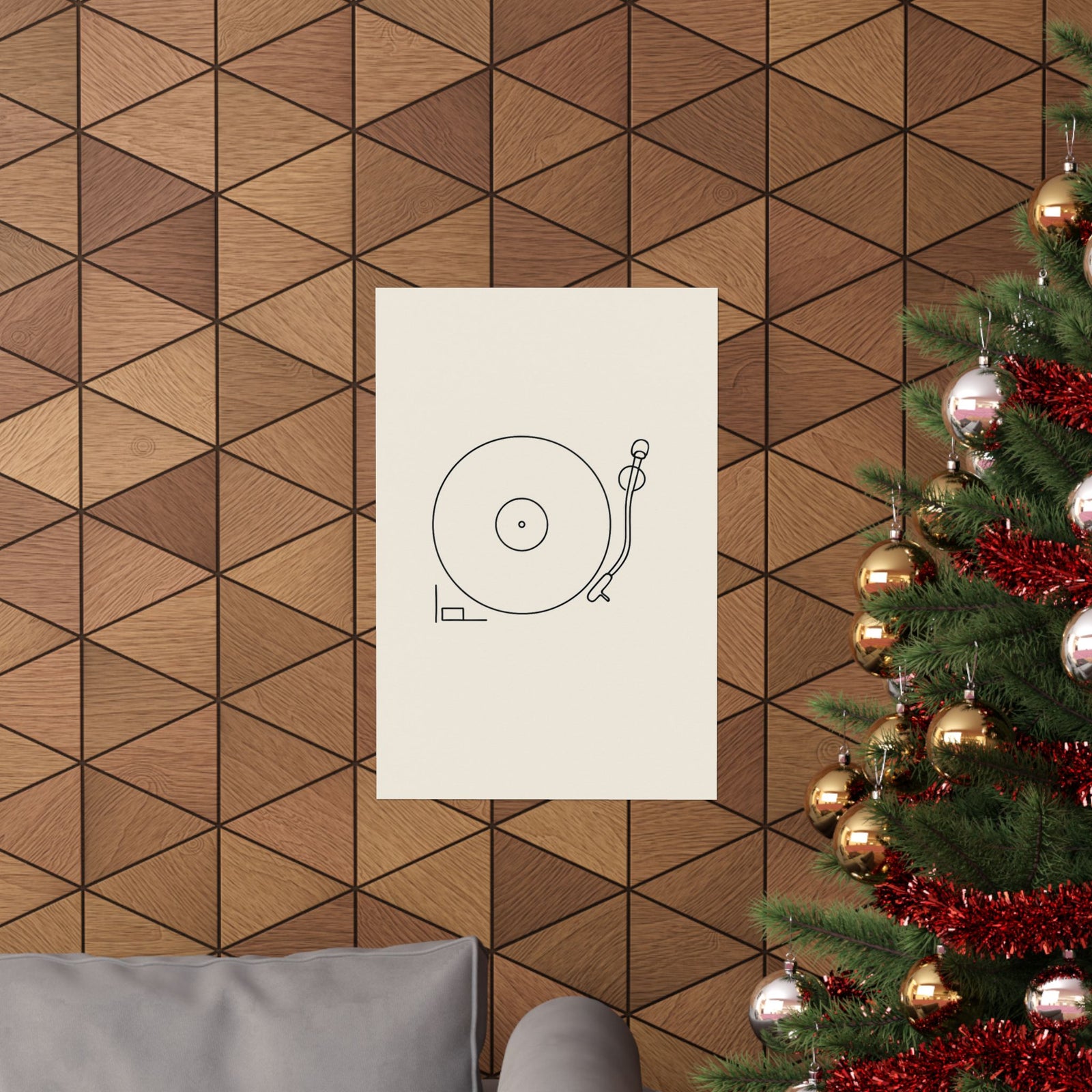 One-Line Turntable Art Print Poster, Minimal DJ Deck Sketch