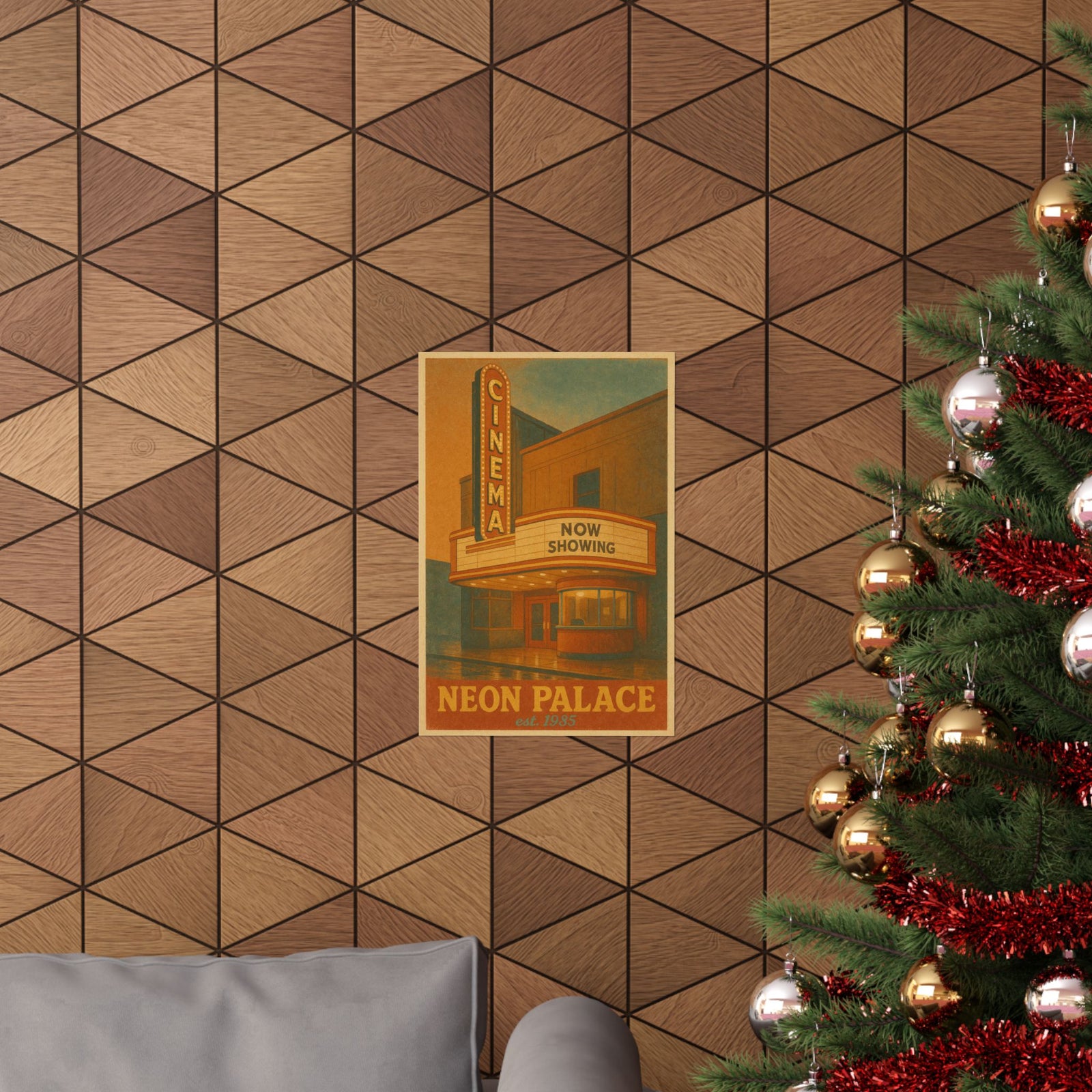Vintage Cinema Marquee Art Print Poster, Now Showing Neon Palace