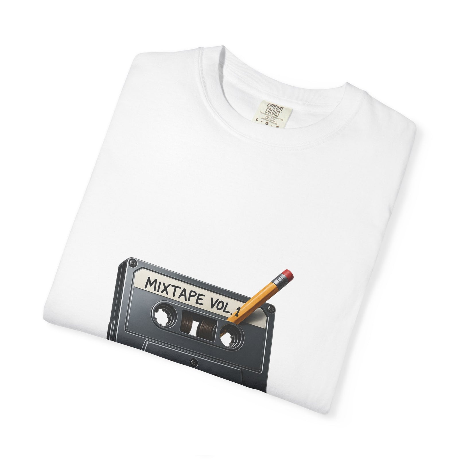 Spilled Cassette Mixtape Graphic Tee, Rewind With A Pencil