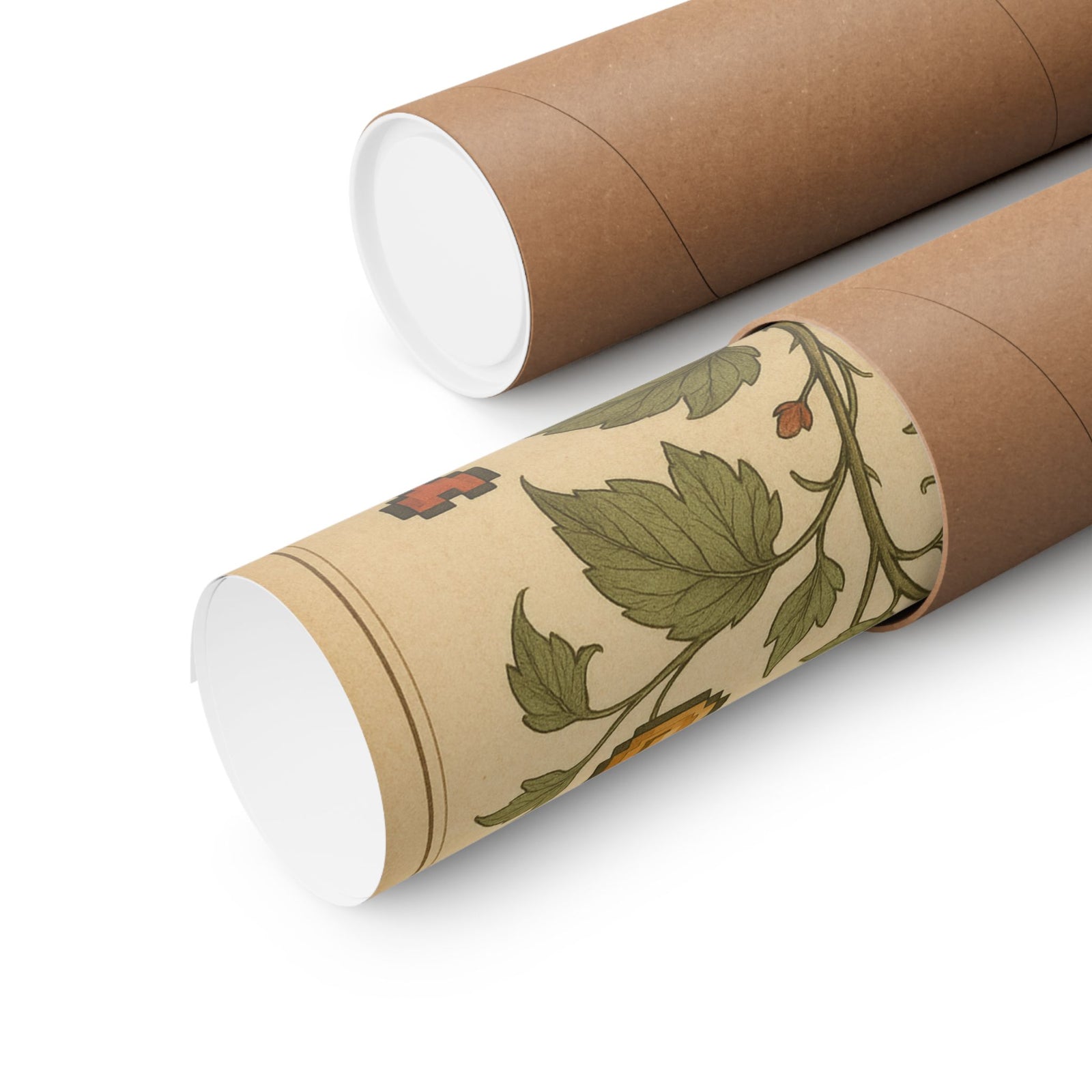 Pixel Heart Botanical Art Print Poster, Retro Power-Up Plant