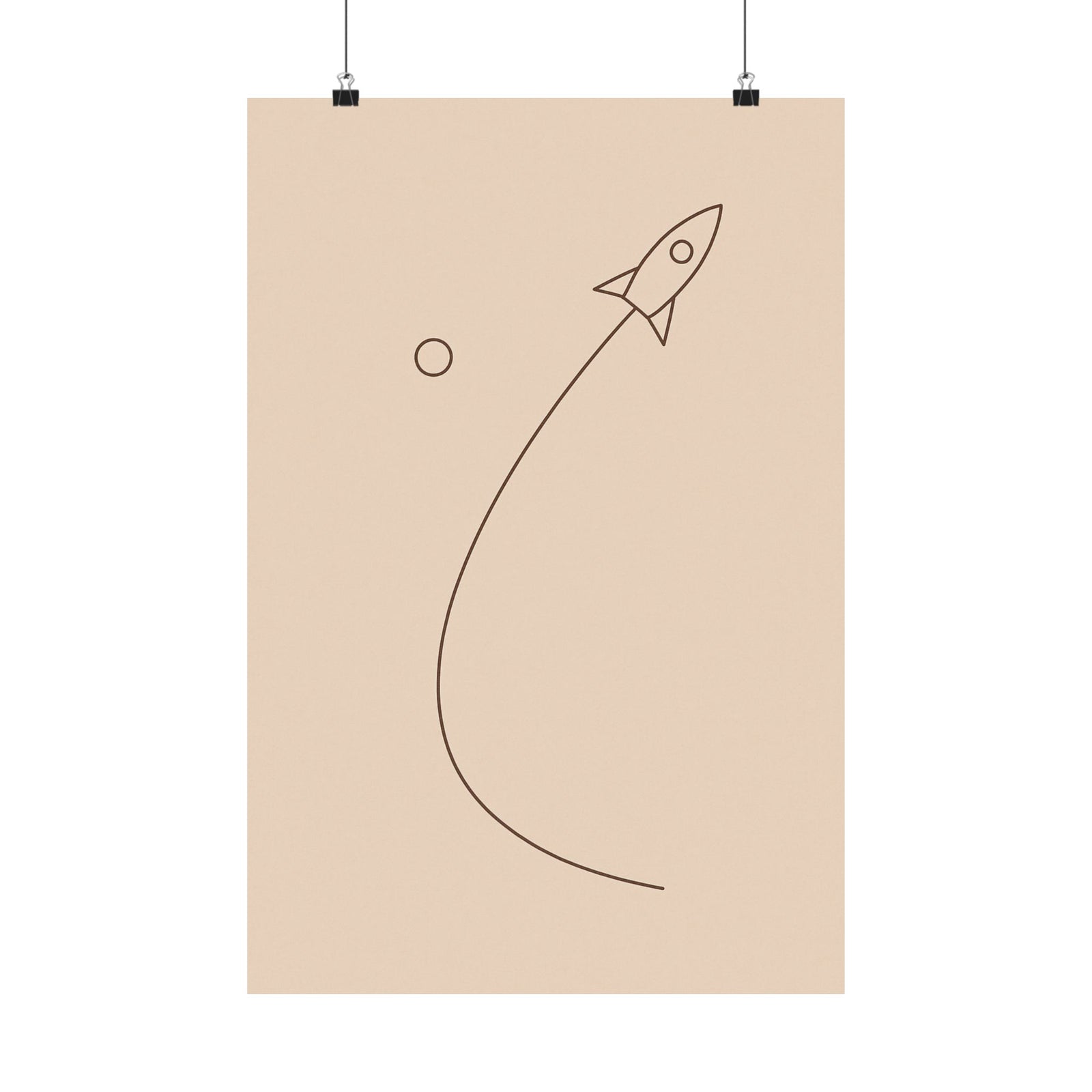 Minimalist Rocket Launch Art Print Poster, Single Line Ascent