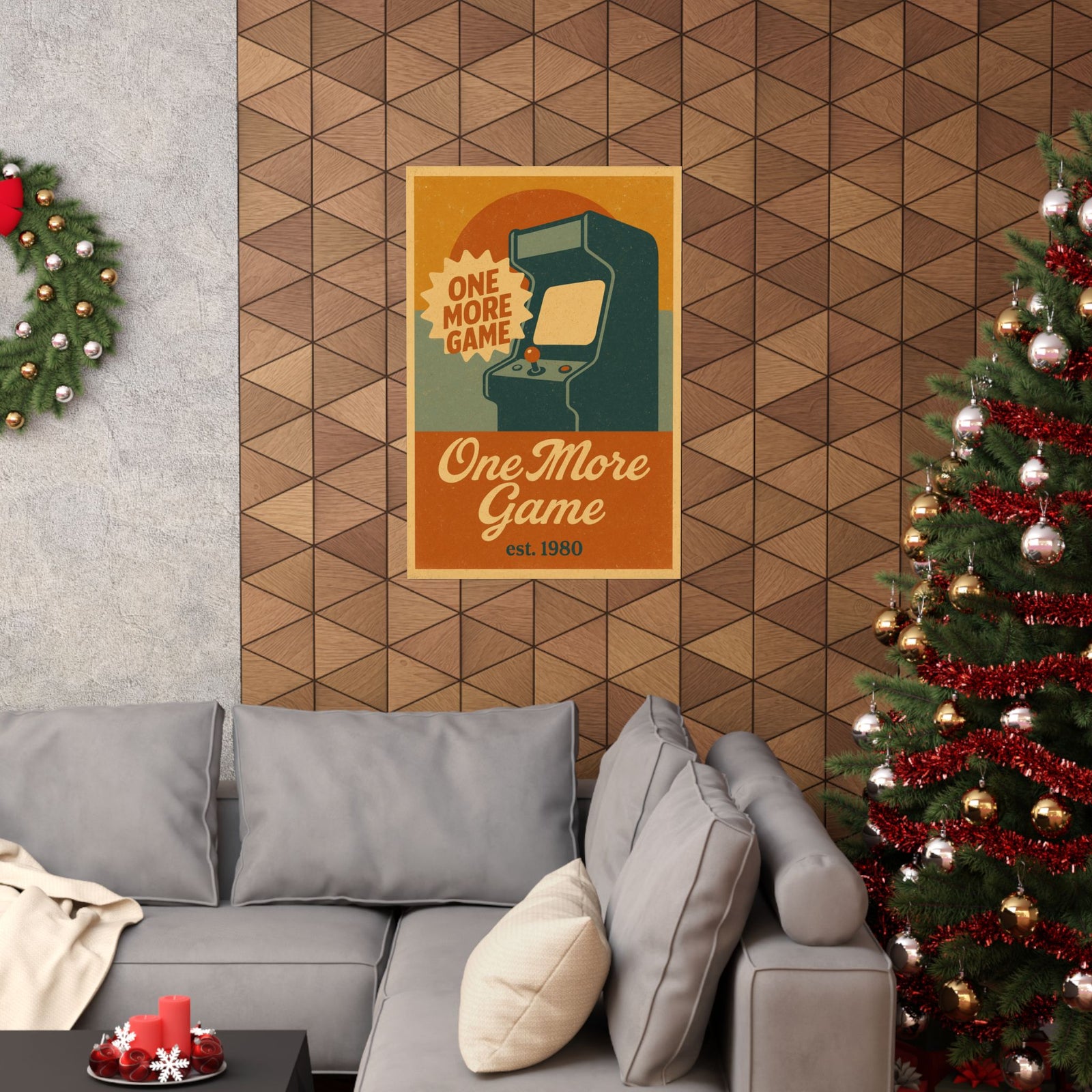 One More Game Retro Art Print Poster, Vintage Arcade Ad Style