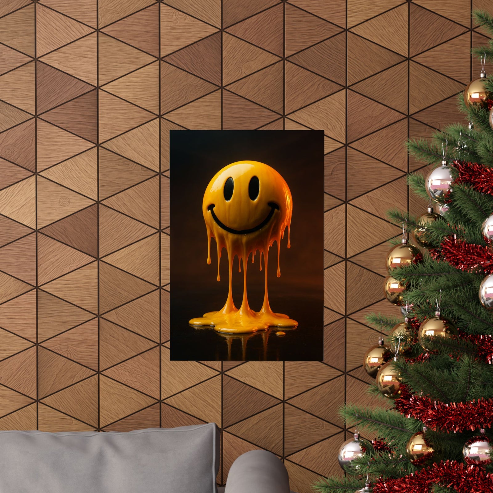 Melting Acid Smiley Art Print Poster, 3AM Warehouse Rave Energy