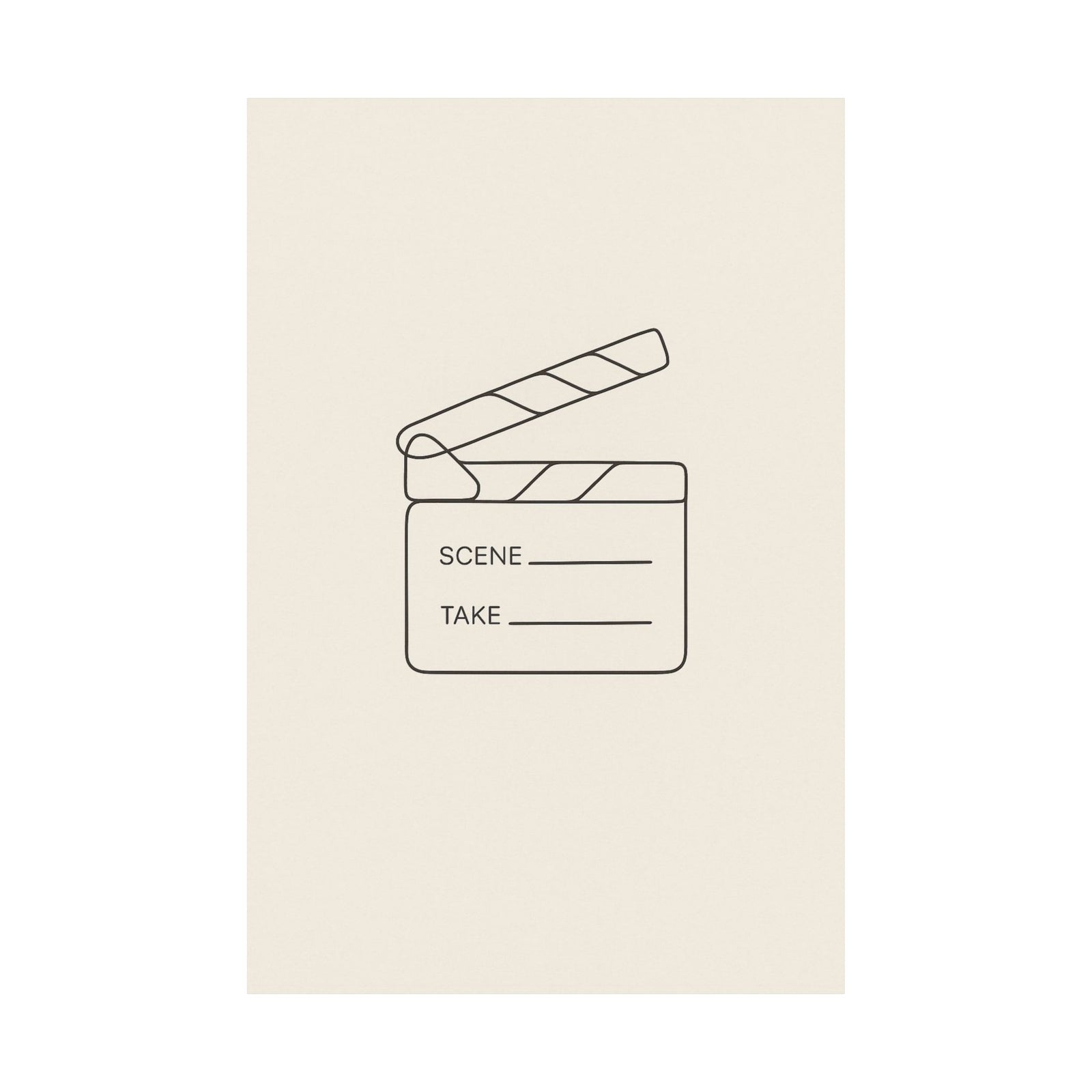 Clapperboard Line Art Print Poster, Minimalist Cinema Studio Wall Art