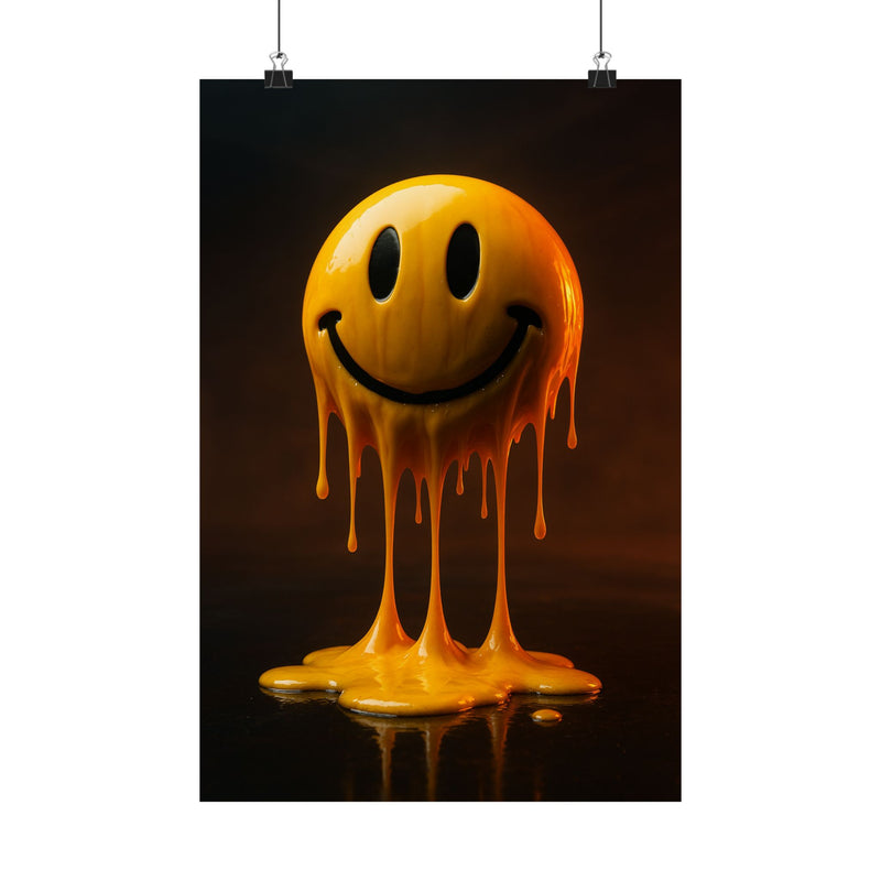 Melting Acid Smiley Art Print Poster, 3AM Warehouse Rave Energy