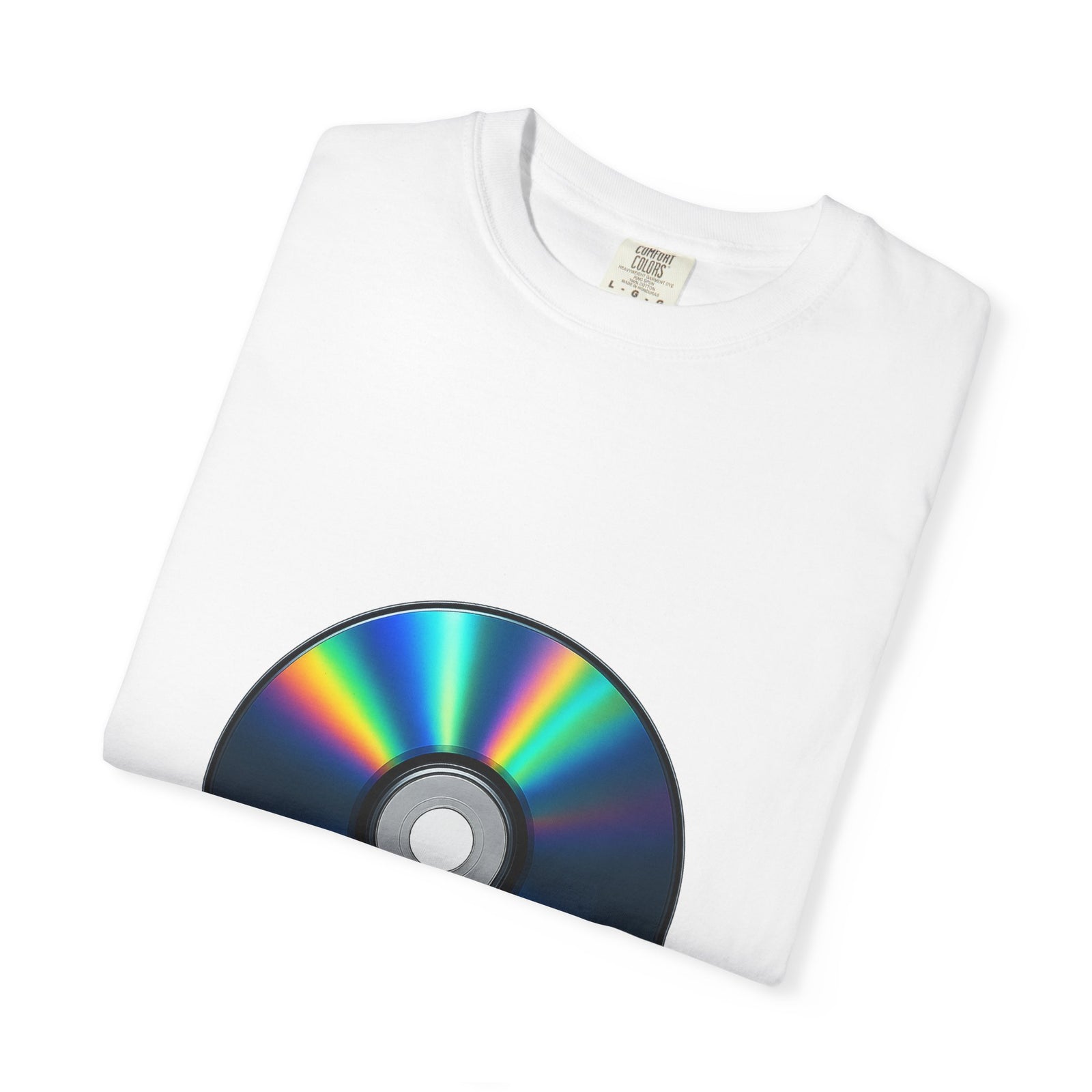 Burnt CD-R Rainbow Disc Graphic Tee, Oil-Slick Data Vibe