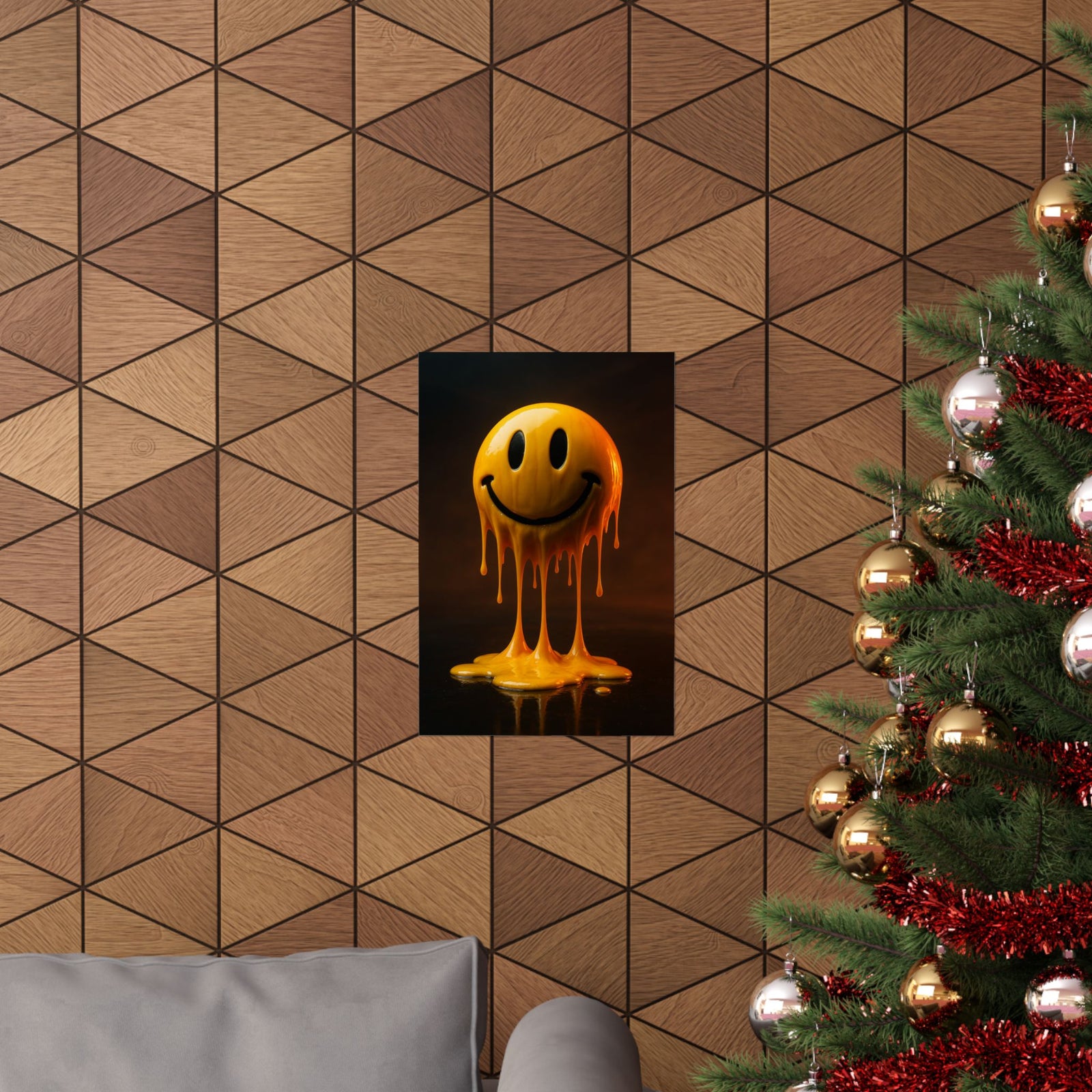 Melting Acid Smiley Art Print Poster, 3AM Warehouse Rave Energy