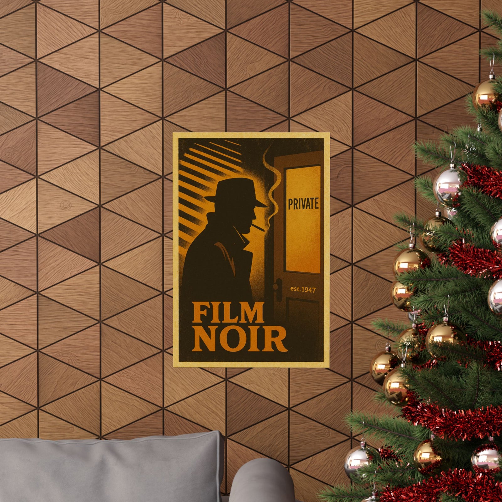 Film Noir Detective Office Art Print Poster, Venetian Blind Shadows