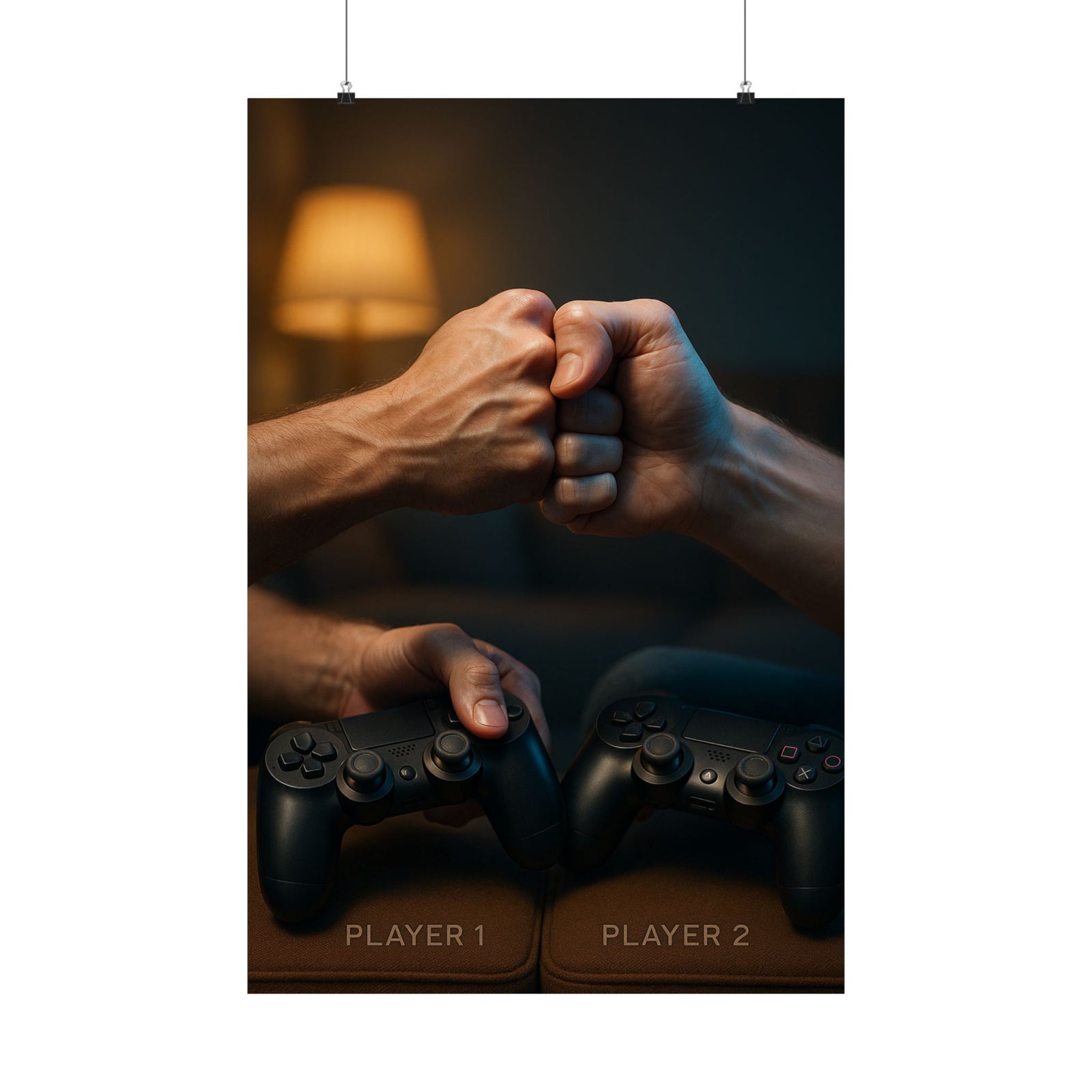 Co-op Fist Bump Art Print Poster, Player 1 and Player 2
