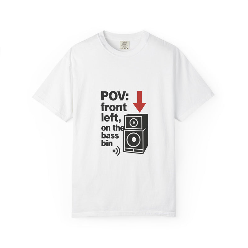 Front Left Bass Bin Graphic Tee, POV Rave Meme