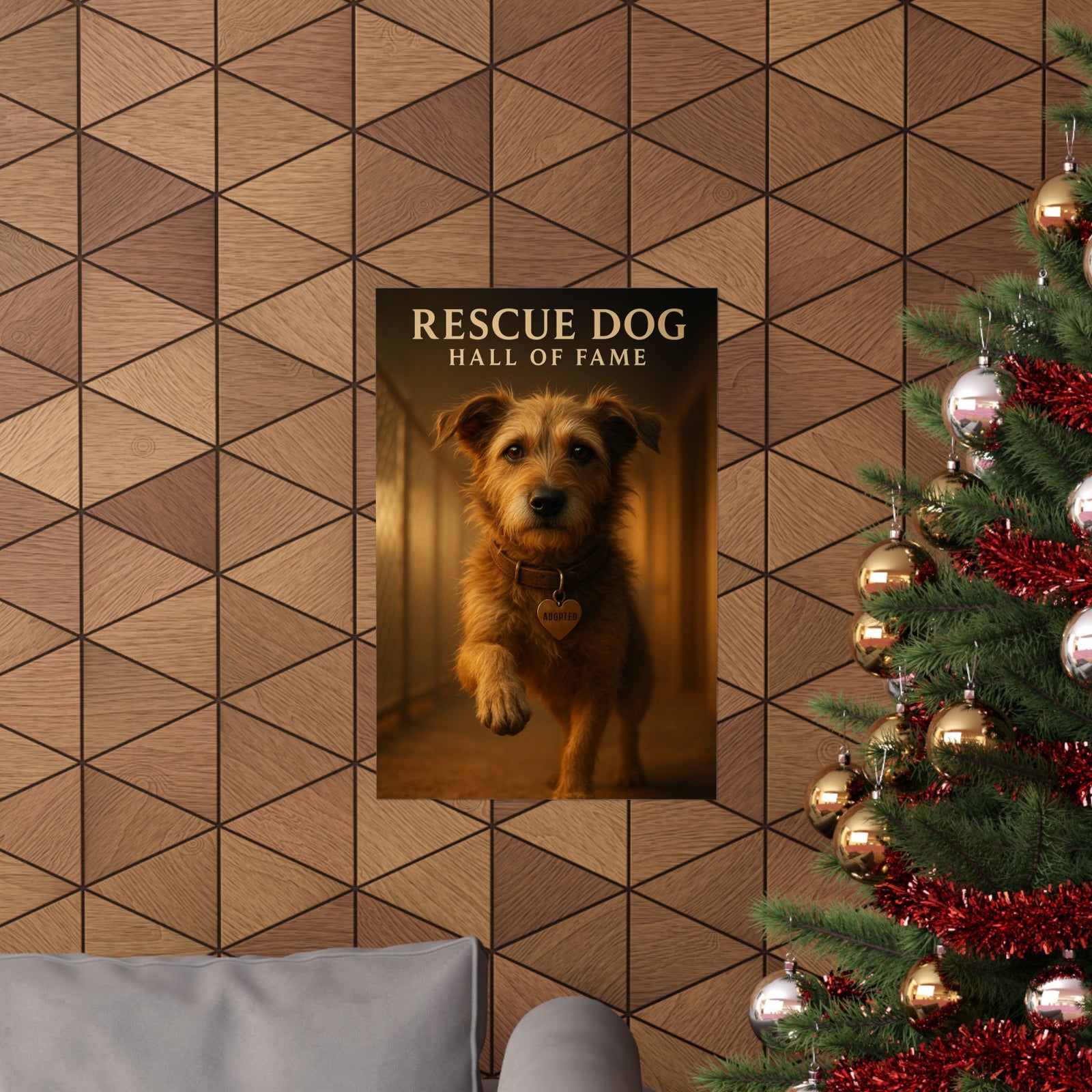 Rescue Dog Adopted Art Print Poster, Golden Hour Shelter Tribute