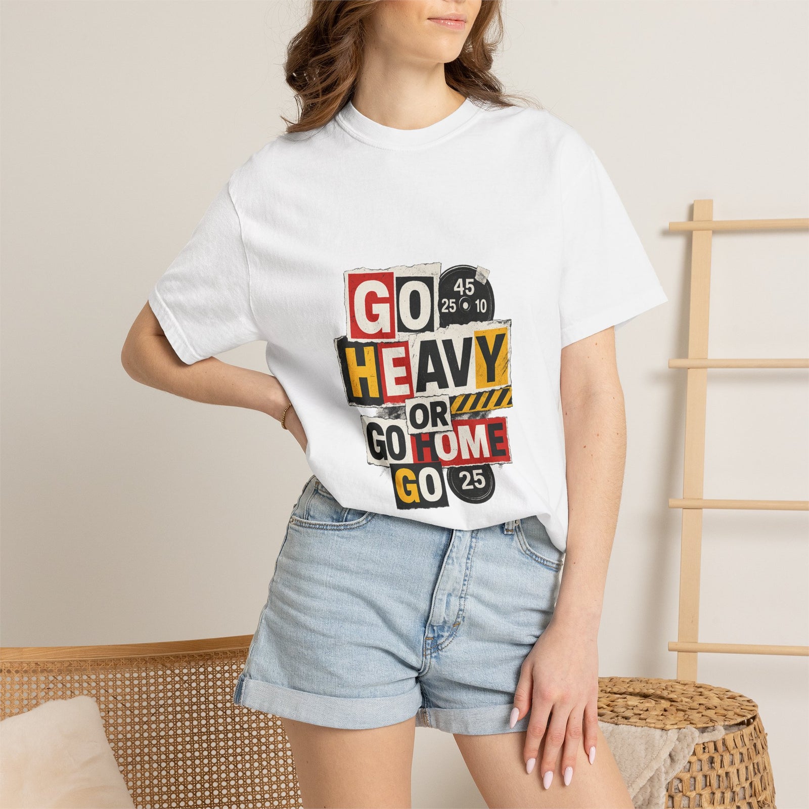 Go Heavy Or Go Home Ransom Note Graphic Tee, Cut-Paste Chaos