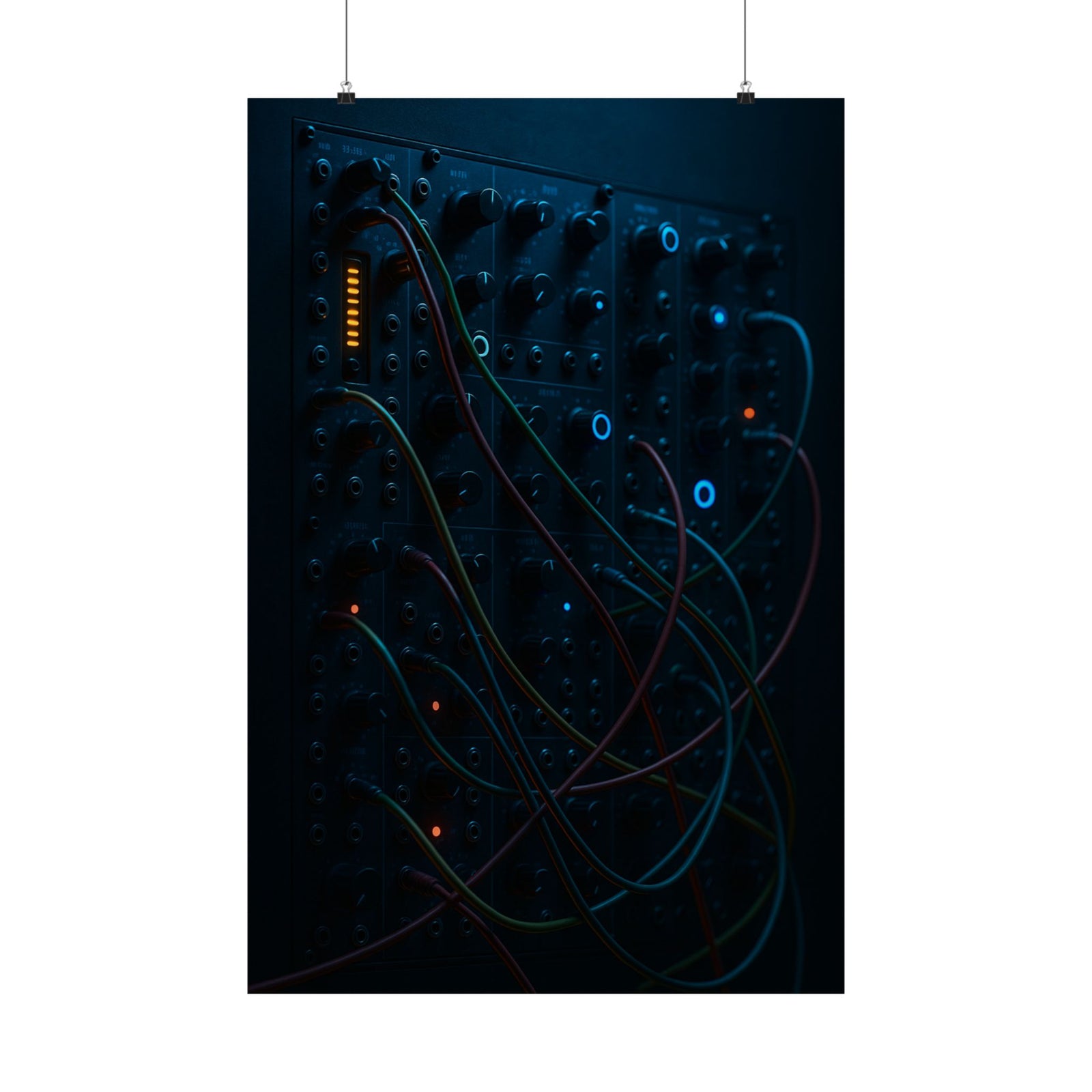 Modular Synth Wall Art Print Poster, Patched And Glowing In The Dark