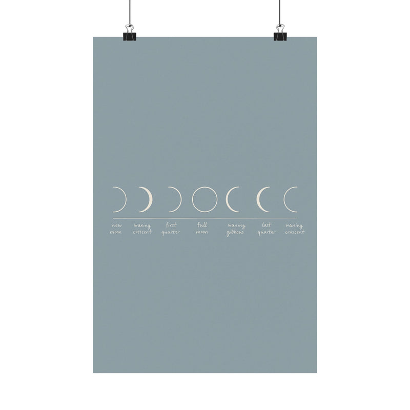 Moon Phases Art Print Poster, Minimalist Lunar Cycle Row
