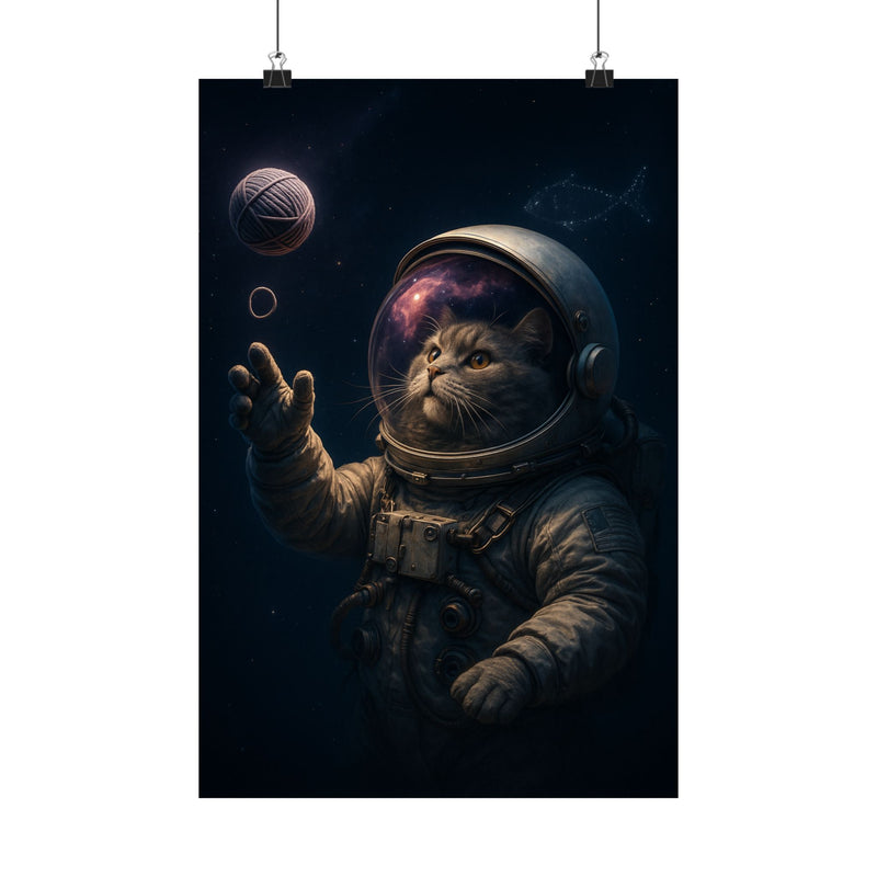 Astronaut Cat In Space Art Print Poster, Cosmic Nebula Hero Art