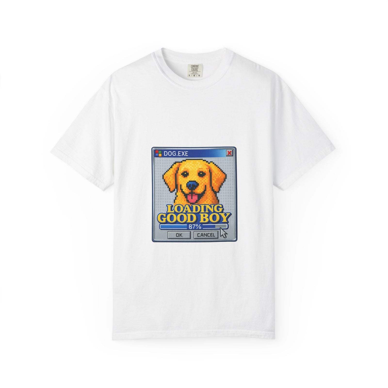 Good Boy Loading Bar Graphic Tee, Y2K Dog EXE Nostalgia
