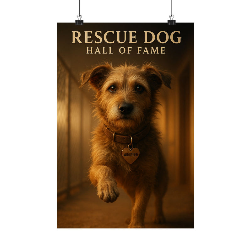 Rescue Dog Adopted Art Print Poster, Golden Hour Shelter Tribute