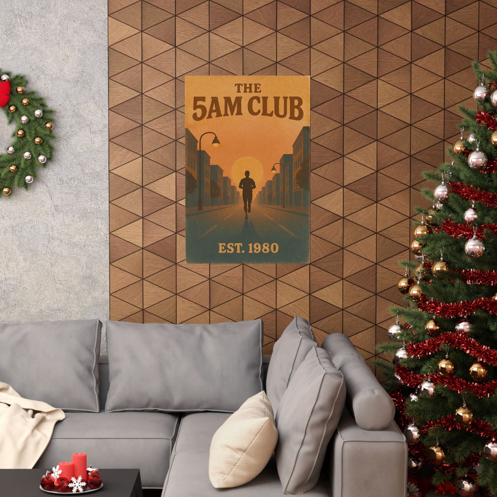 5AM Club Sunrise Run Art Print Poster, Retro Motivation Style