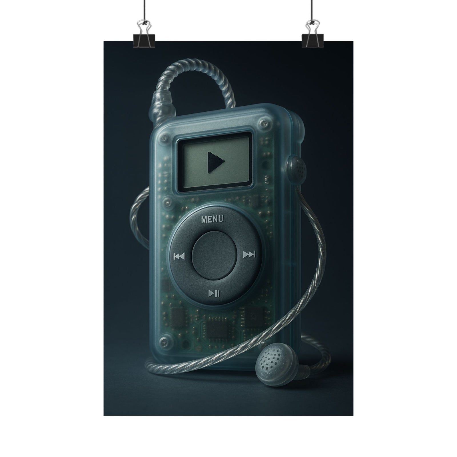 Translucent Y2K MP3 Player Art Print Poster, See-Through Frosted Gadget
