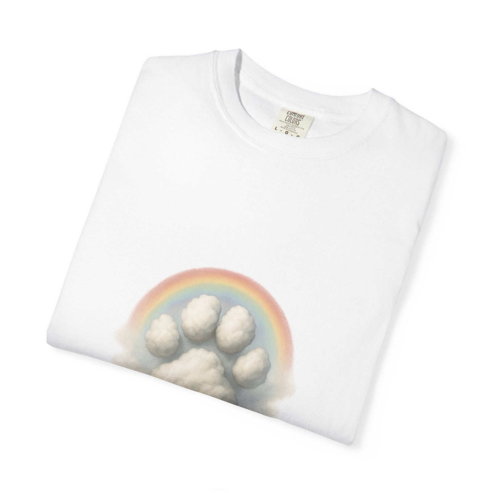 Rainbow Bridge Memorial Graphic Tee, Paw In The Clouds Tribute