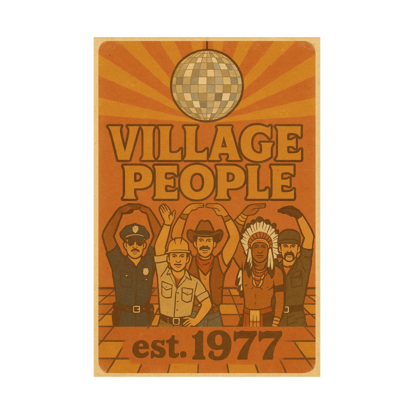 Village People Vintage / Retro Poster - Wall Art Print