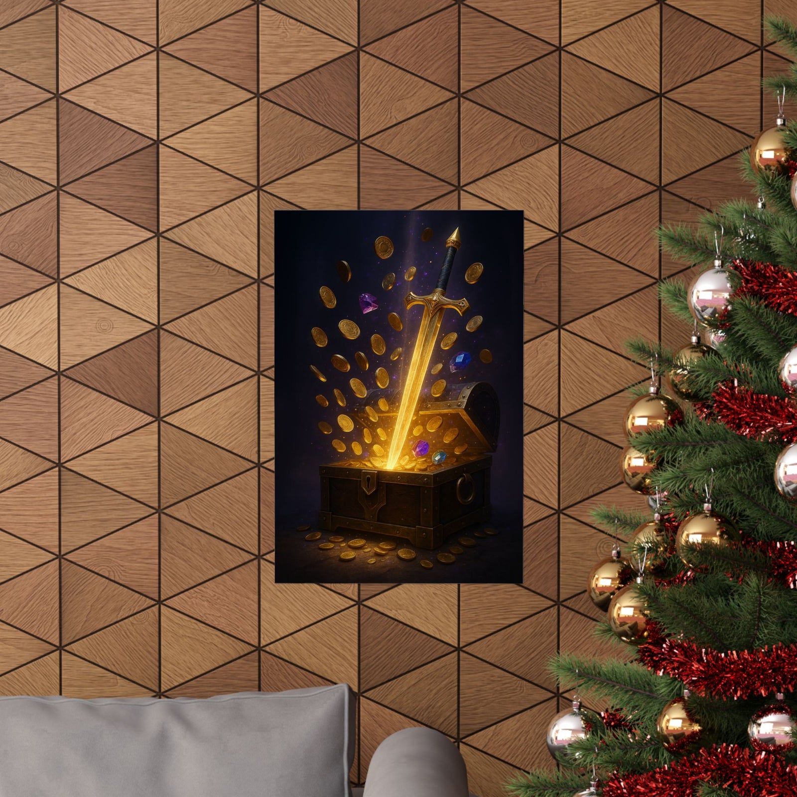Legendary Loot Drop Art Print Poster, Epic Chest Reveal