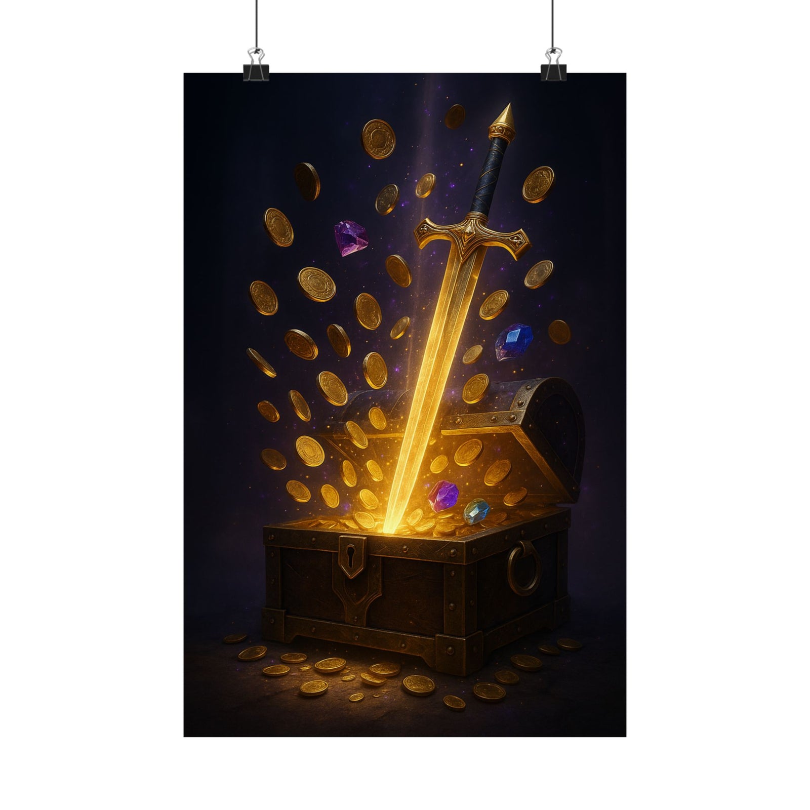 Legendary Loot Drop Art Print Poster, Epic Chest Reveal