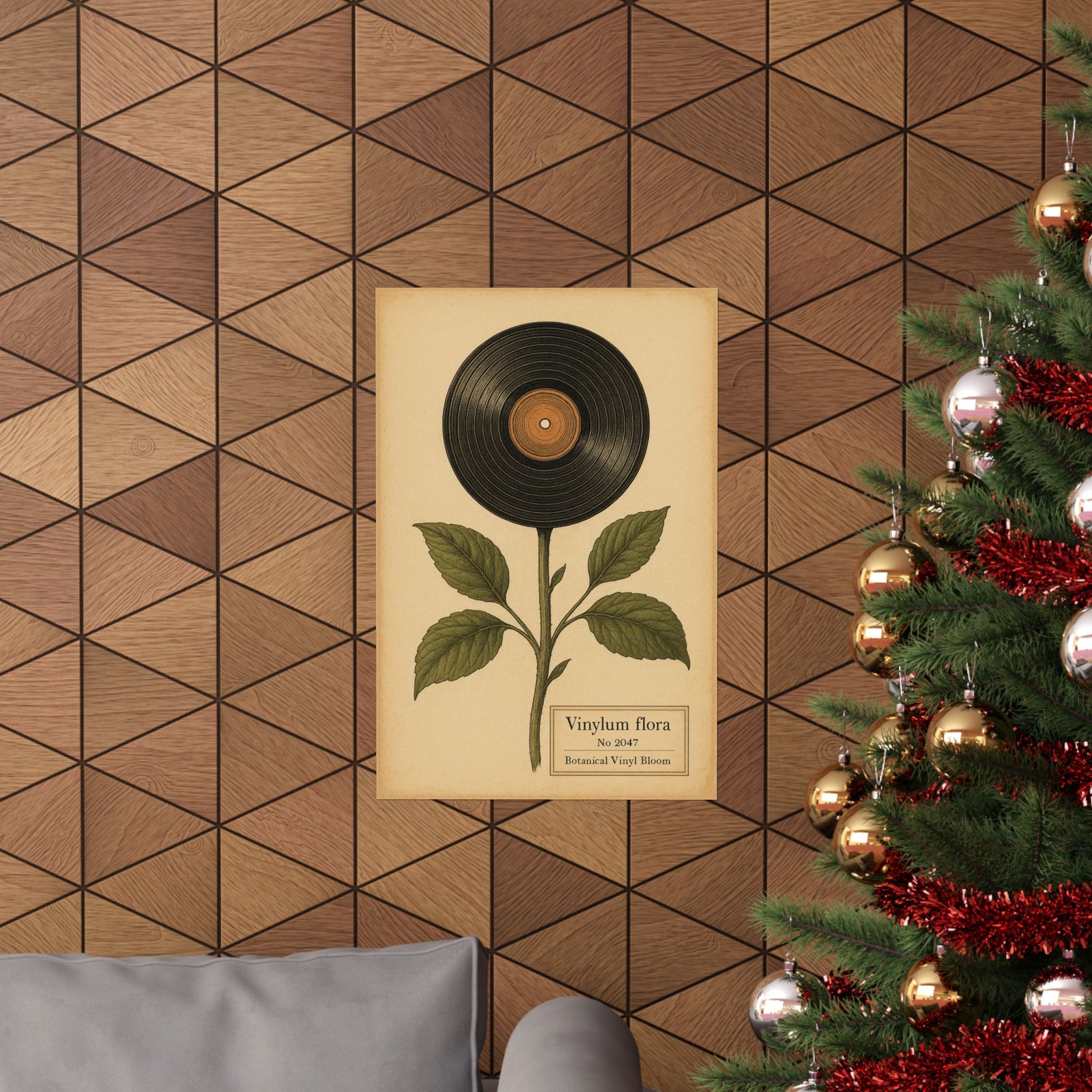 Vinyl Bloom Botanical Art Print Poster, Record Grooves As Petals