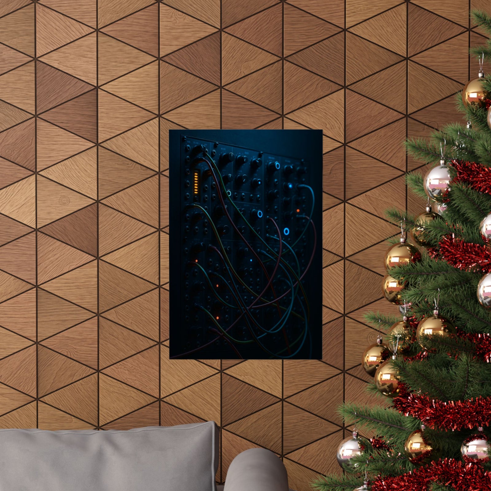 Modular Synth Wall Art Print Poster, Patched And Glowing In The Dark