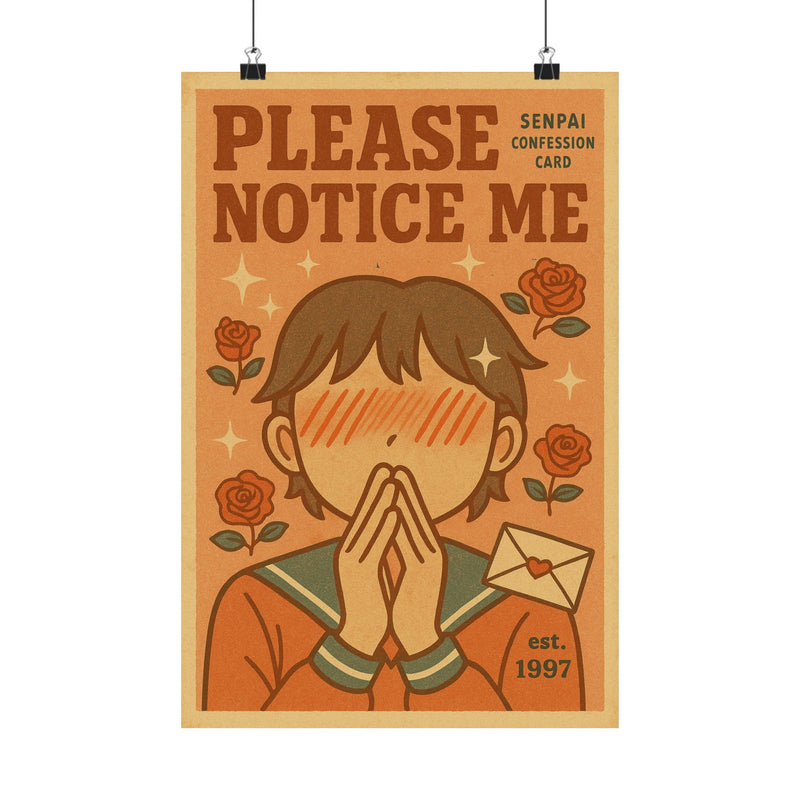 Notice Me Senpai Art Print Poster, Shojo Romance Parody