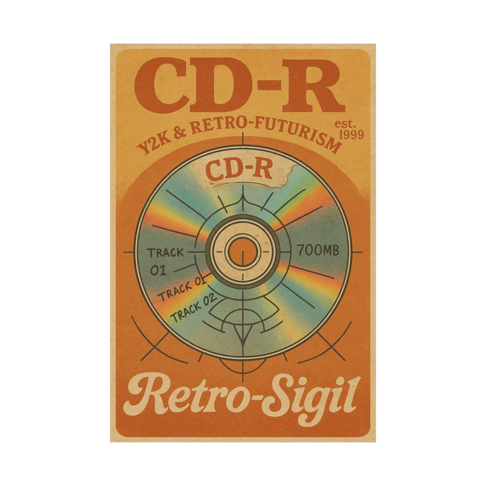 Burned CD-R Sigil Art Print Poster, Rainbow Disc Ritual Chart