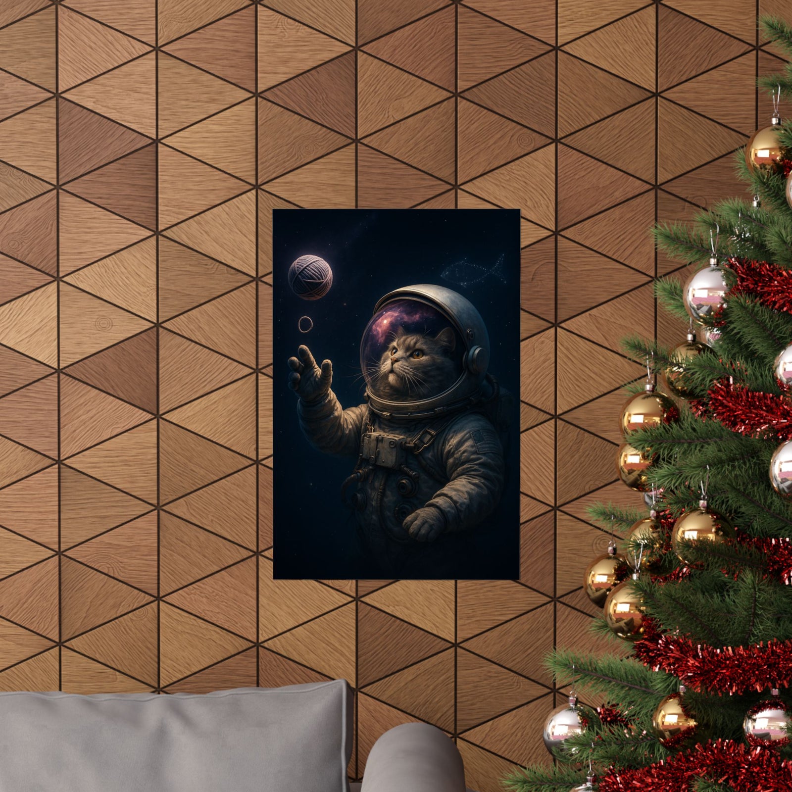 Astronaut Cat In Space Art Print Poster, Cosmic Nebula Hero Art