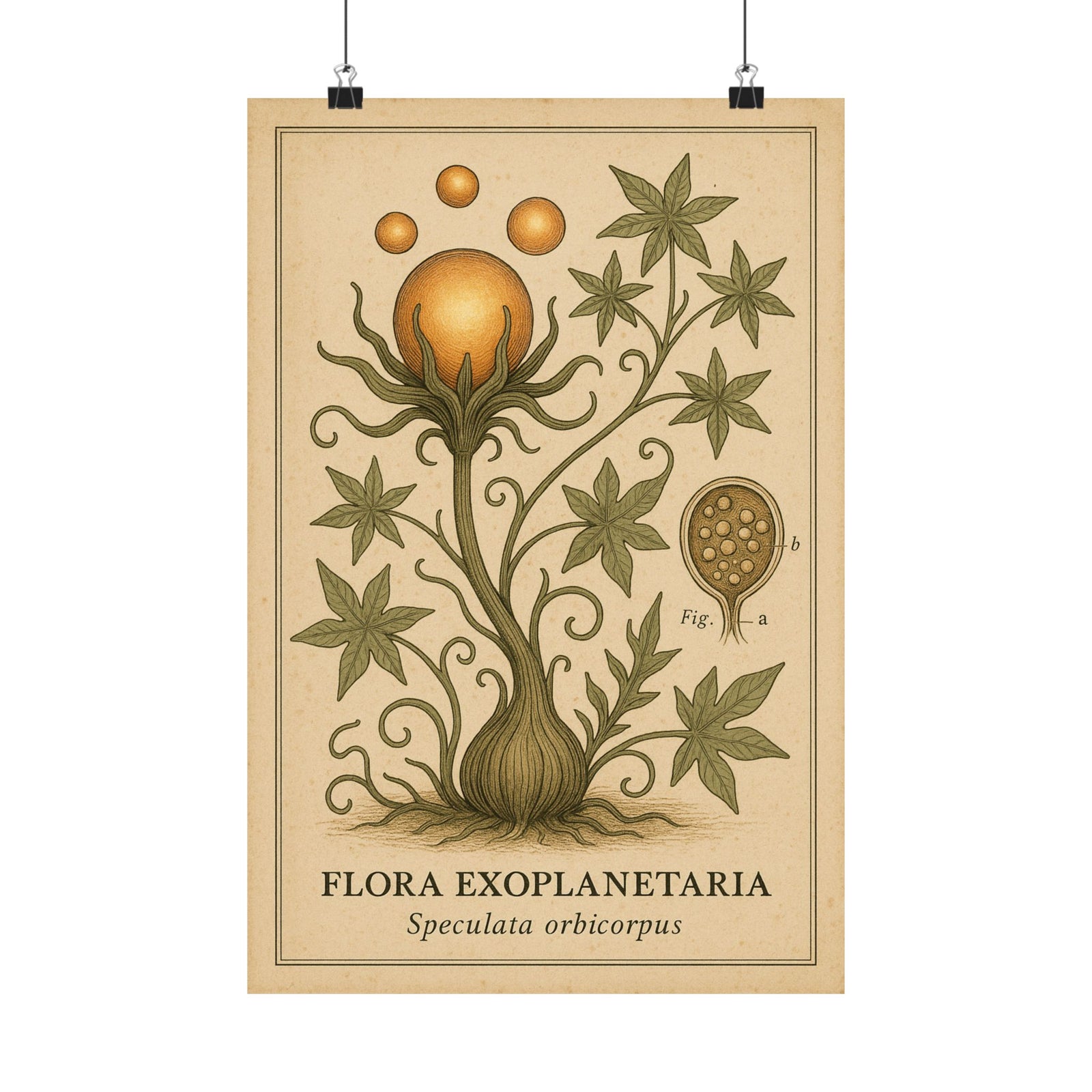 Alien Flora Botanical Art Print Poster, Vintage Xeno-Plant Plate