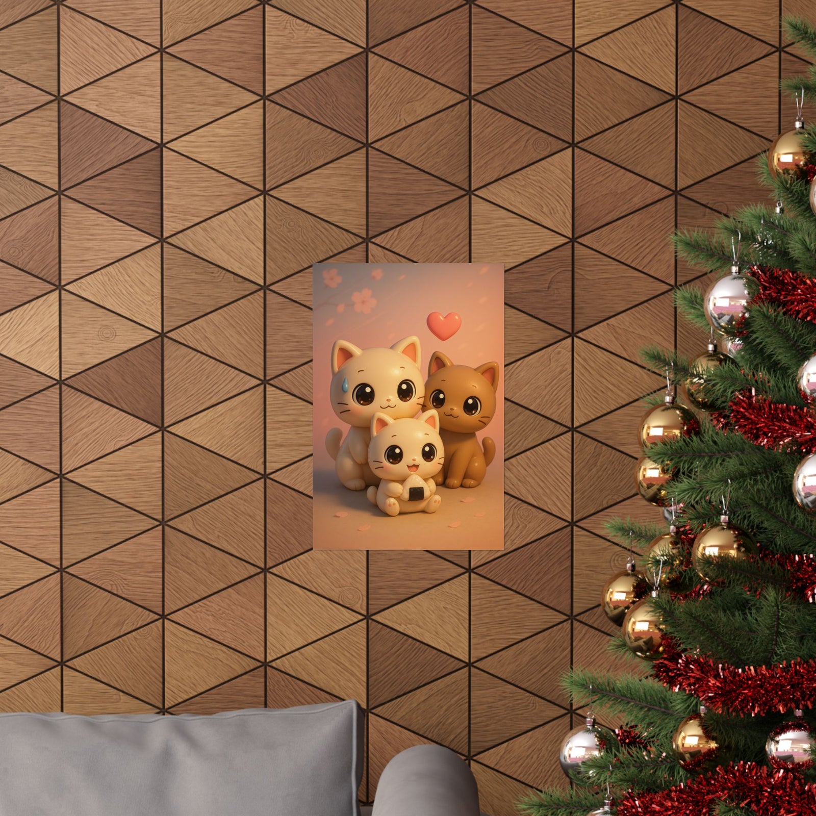Kawaii Chibi Cats Art Print Poster, Cute 3D Anime Mascots