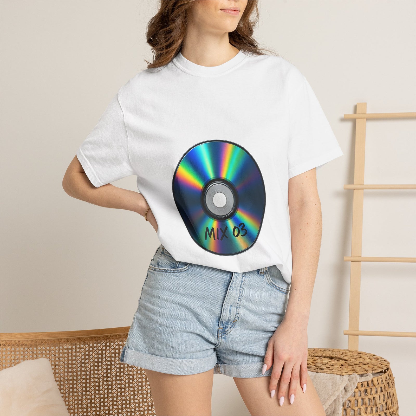 Burnt CD-R Rainbow Disc Graphic Tee, Oil-Slick Data Vibe
