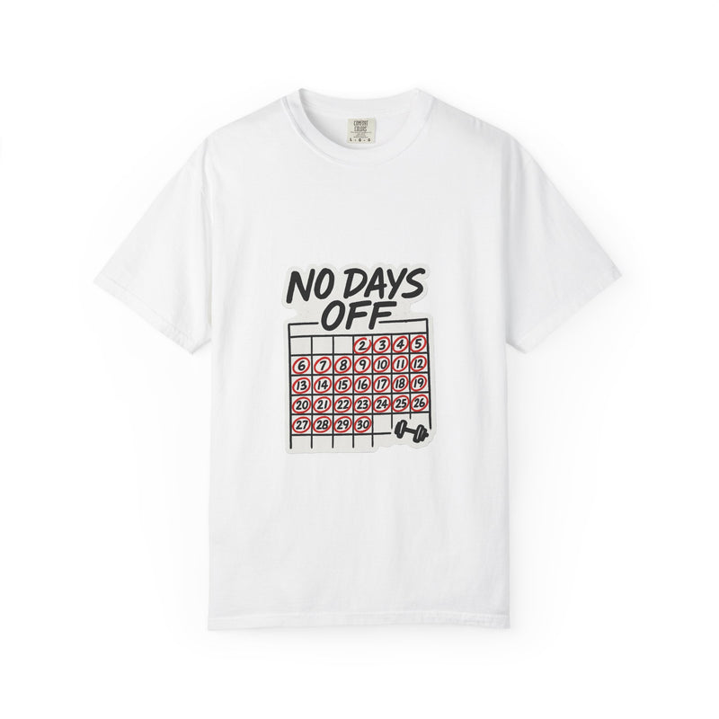 No Days Off Calendar Graphic Tee, Red Marker Grind