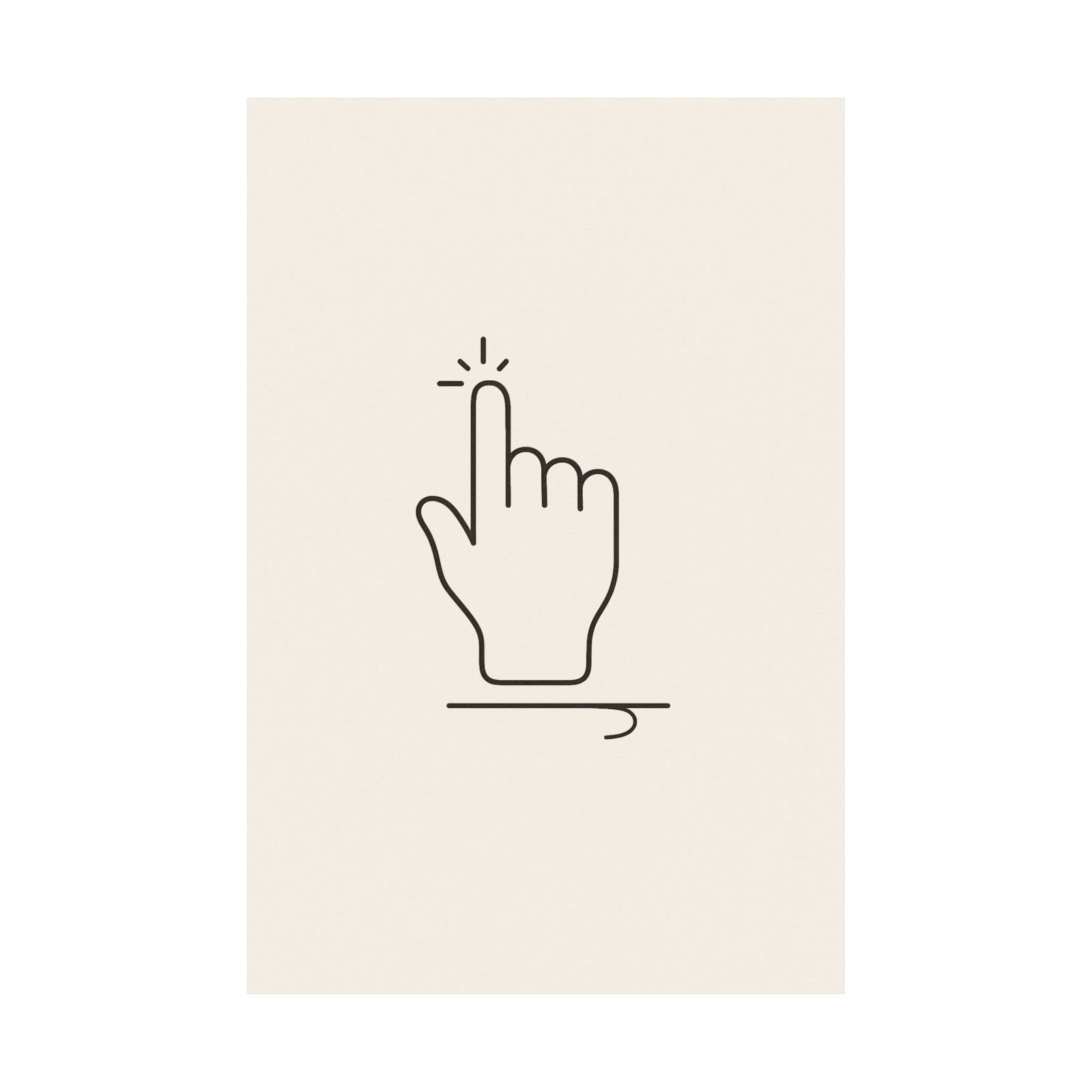 Pointer Hand Cursor One-Line Art Print Poster, Minimal Early Web