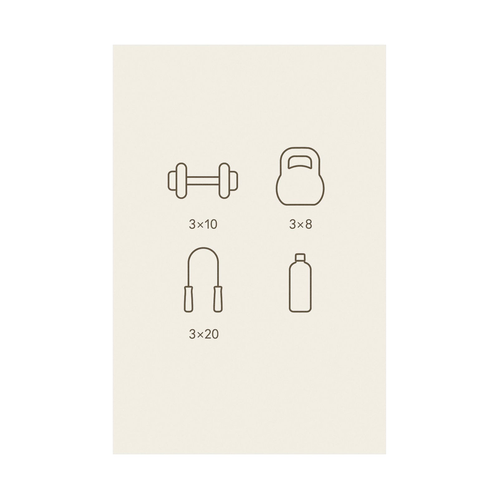 Workout Icon Grid Art Print Poster, Minimalist Line Design